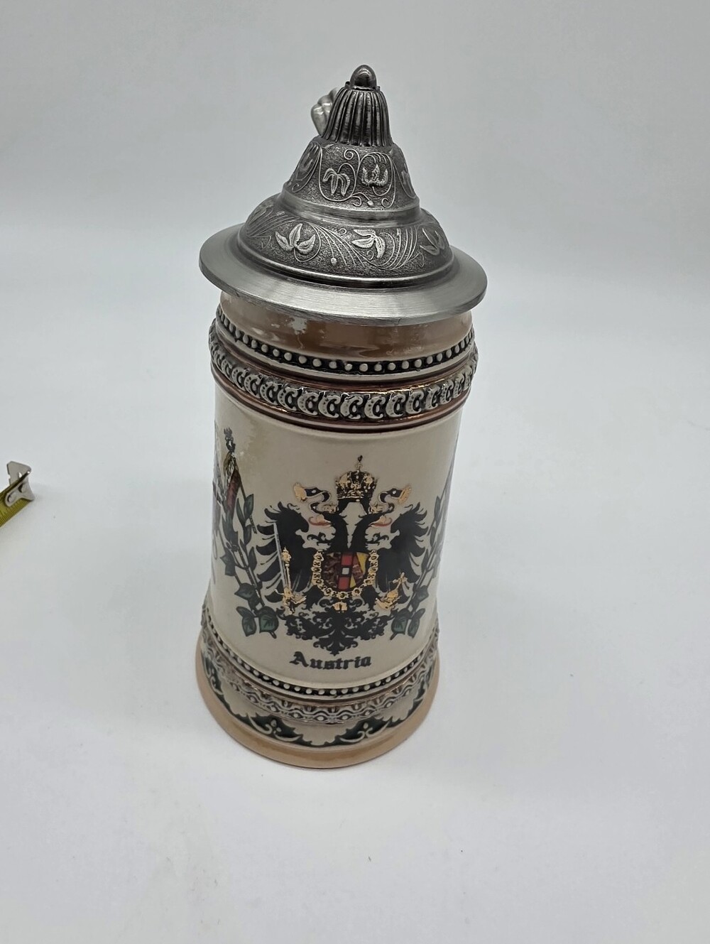 Vintage RZ Porzellan Austria Beer Stein Pewter Lid Collectible Breweriana Mug